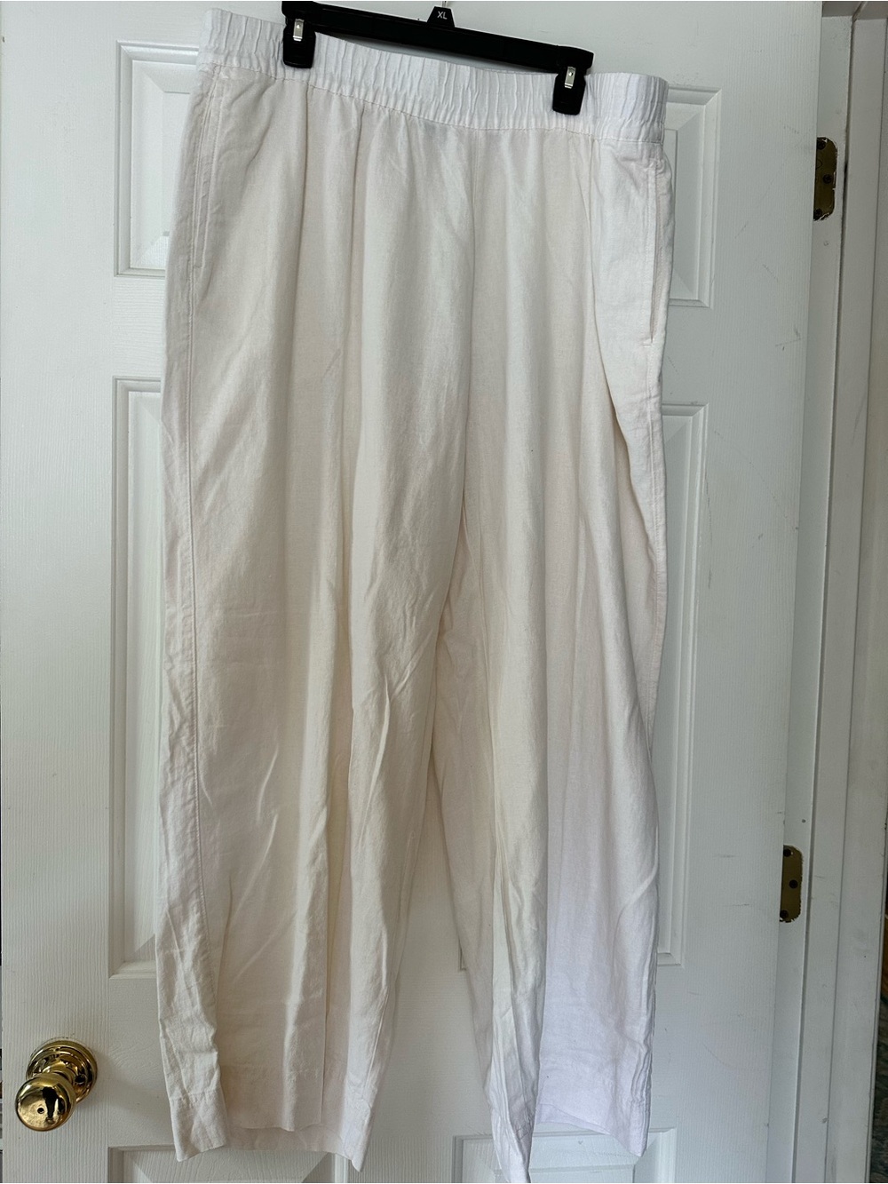 Old Navy White Elastic-Waist Linen Blend Summer Pants